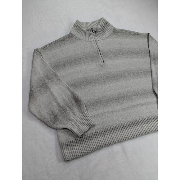 Tommy Hilfiger Size XXL Mock Neck Quarter Zip Gray Ombre Boxy Sweater - Picture 2 of 16